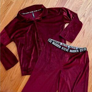 STEVE MADDEN RED/CRANBERRY VELVET PJS- SUPER SOFT!!!